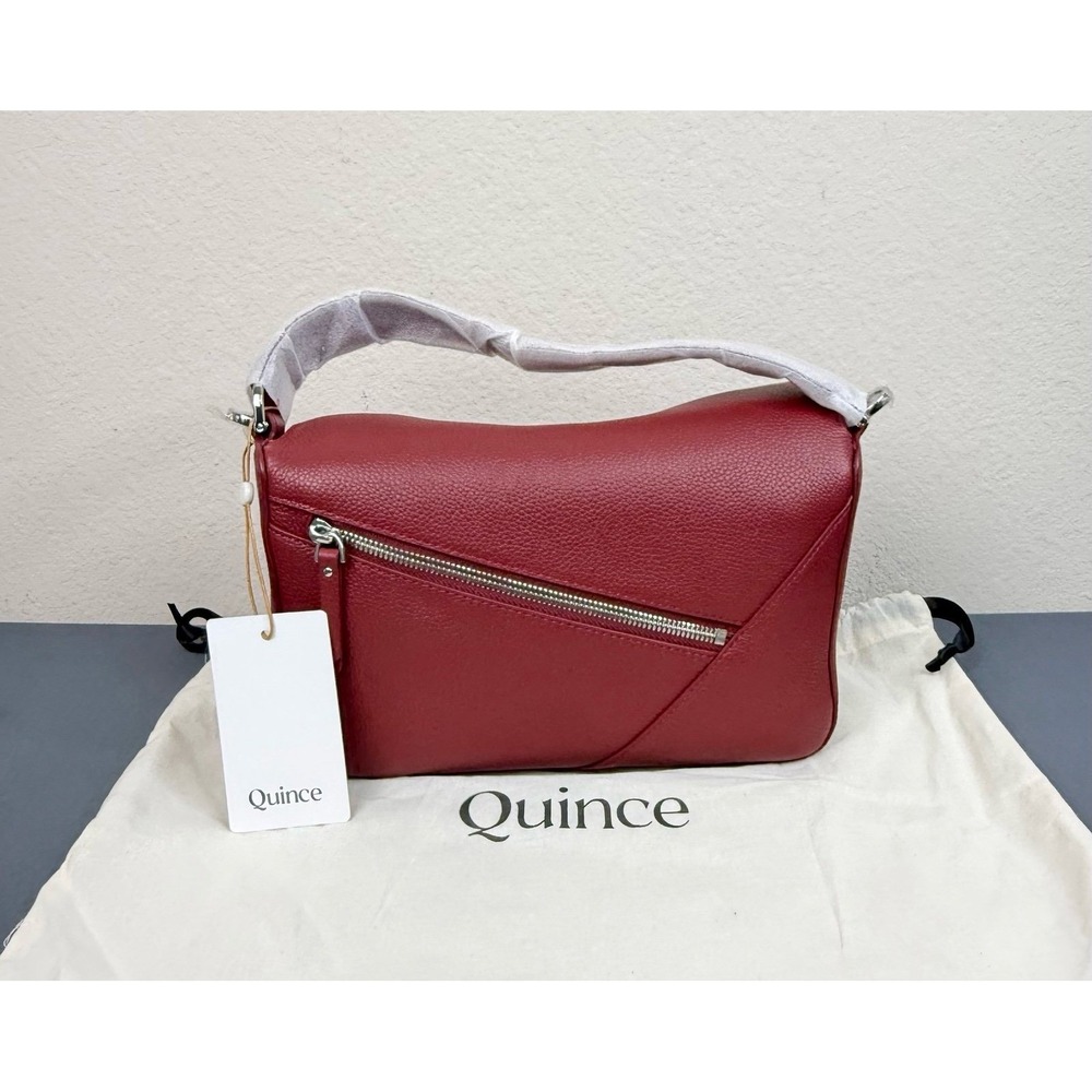 NWT QUINCE SABINE LEATHER PATCHWORK CROSSBODY MERLOT HANDBAG MSRP $160